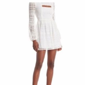 Peek a boo lace mock neck dress